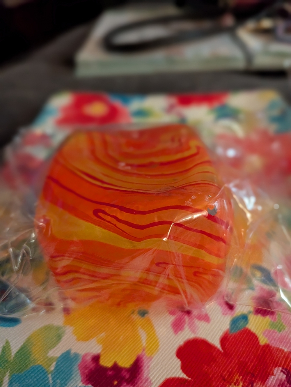 New Large Squishy Vibrant Orange Swirl Cube